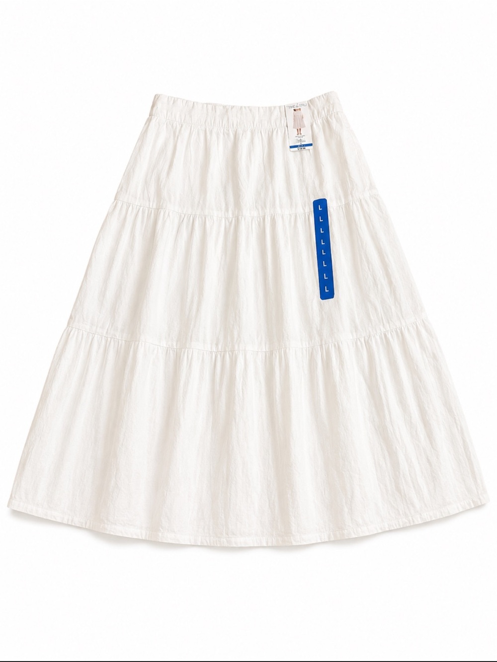 NWT Matty M White Linen Blend Tiered Midi Maxi Skirt Size Large